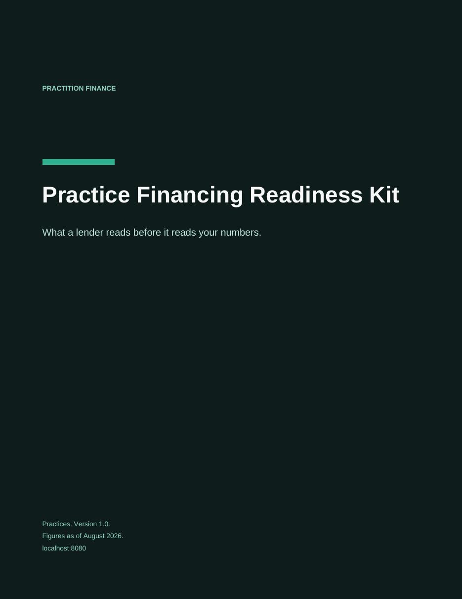 Cover of Practice Financing Readiness Kit, version 1.0